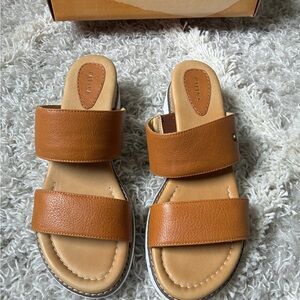 Patina Leather Slide Sandals